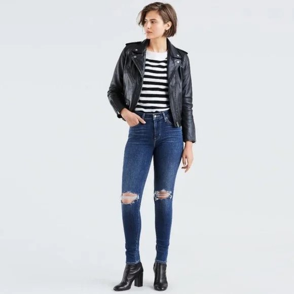 Levi's 721 High Rise Skinny Distressed Ripped Knee Slim Ankle Denim Jeans - 30 - Picture 4 of 12